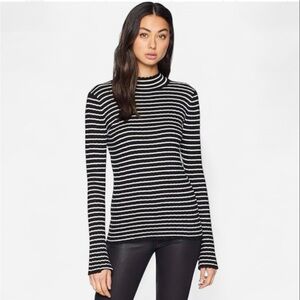 Joie Gestina Striped Bell Sleeve Turtleneck Sweater, Medium